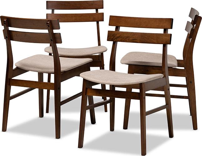 Wholesale Interiors Dining Chairs - Devlin Mid-Century Modern Light Beige & Walnut Brown (Set of 4)