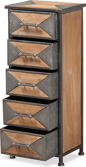 Wholesale Interiors Buffets & Cabinets - Laurel Whitewashed Oak Brown Finished Wood 5-Drawer Accent Storage Cabinet