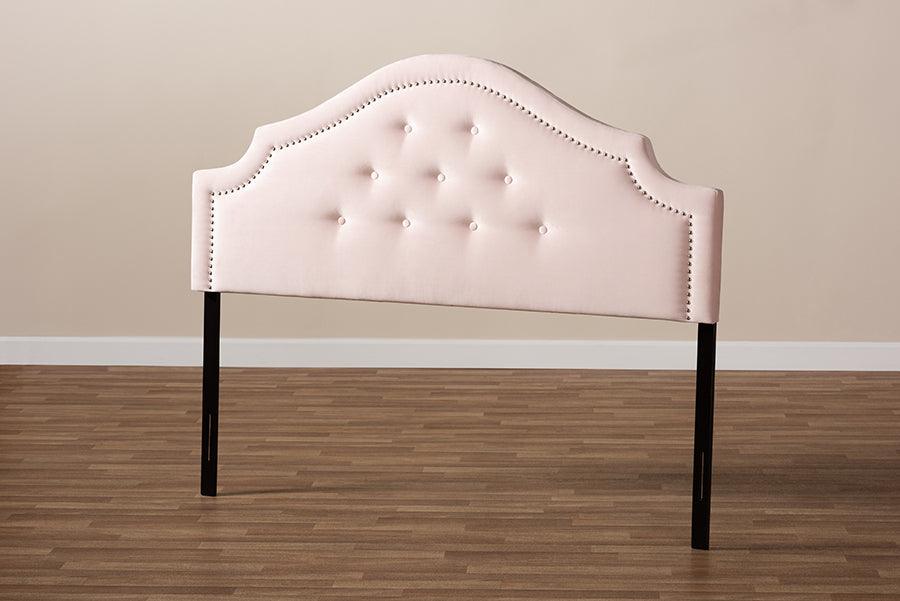 Wholesale Interiors Headboards - Cora Modern and Contemporary Light Pink Velvet Fabric Upholstered King Size Headboard