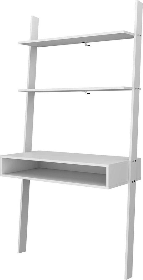 Manhattan Comfort Desks - Cooper Ladder Desk with 2 Floating Shelves in White