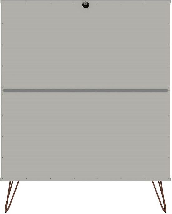 Manhattan Comfort Dressers - Rockefeller 5-Drawer Tall Dresser with Metal Legs in Off White & Nature