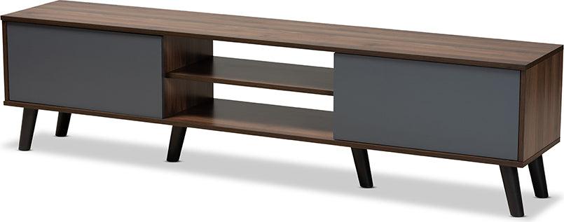 Wholesale Interiors TV & Media Units - Clapton Multi-Tone Grey and Walnut Brown Finished Wood TV Stand