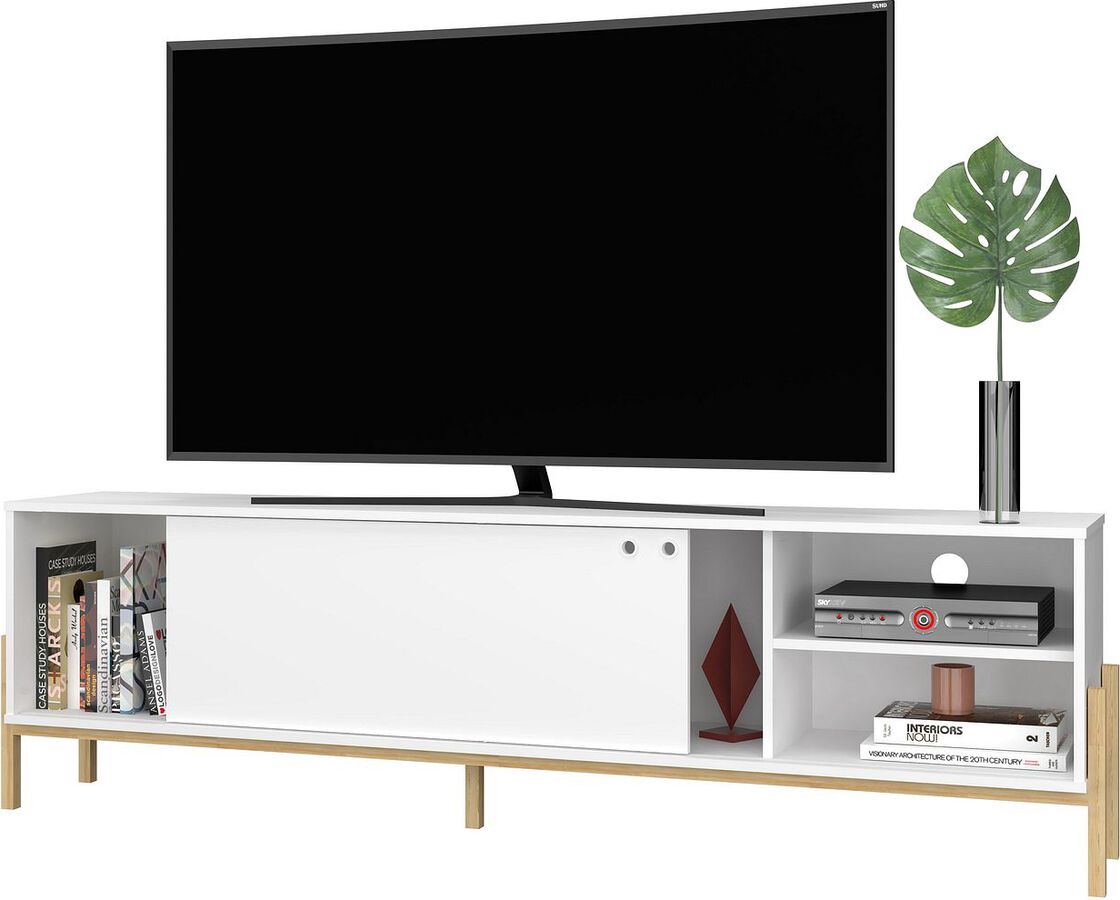 Manhattan Comfort TV & Media Units - Bowery 72.83 TV Stand with 4 Shelves in White and Oak